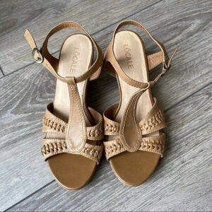 Locale Braided Leather Cork Wedge Heel Sandal